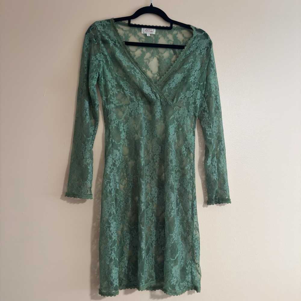 Avoca Anthology Lace Green Sheer Dress Size 1 Small Whimsical Garden Fairy